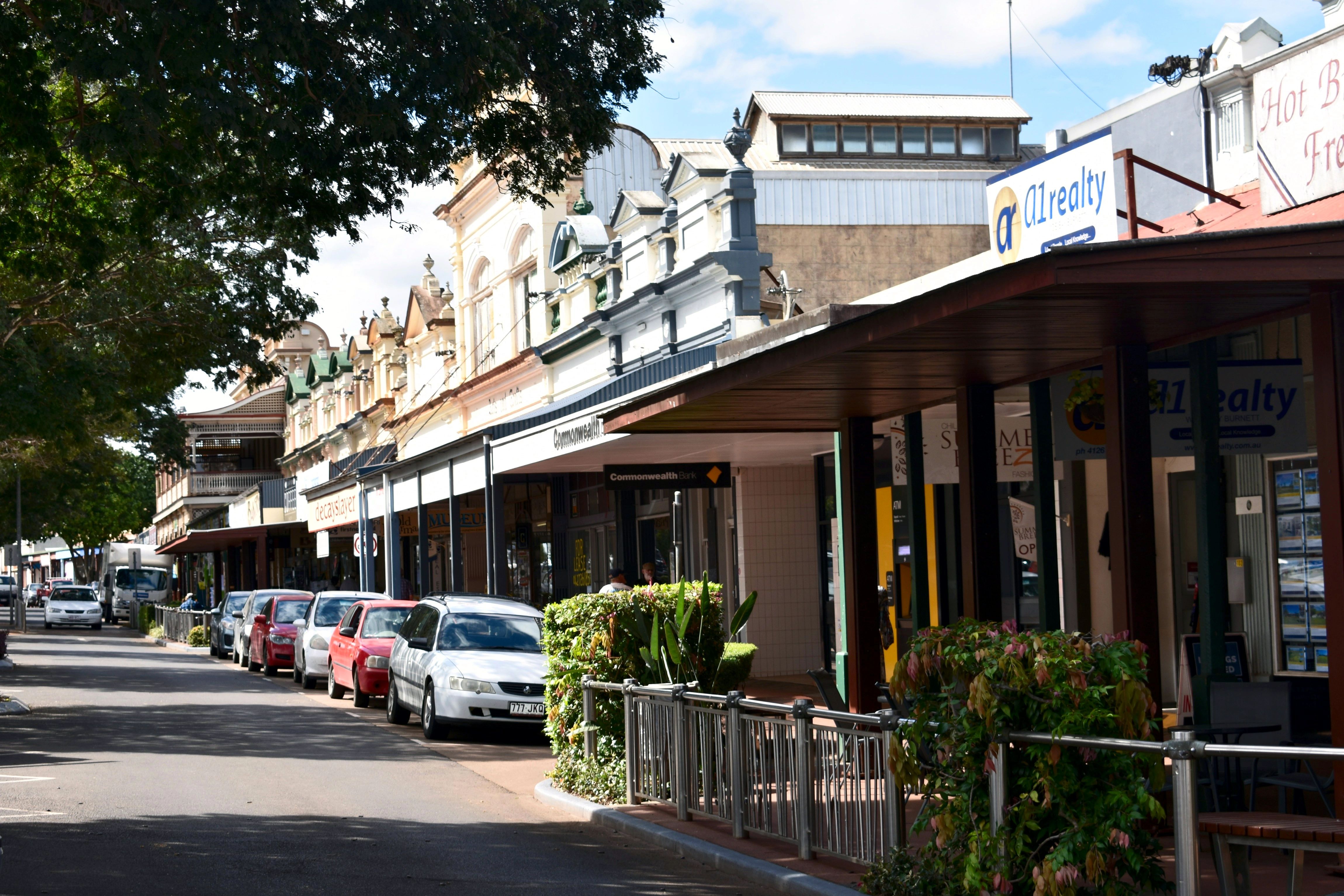 Row of shopfronts on a suburban high street